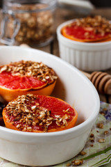 baked grapefruit with granola