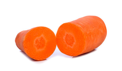 Carrot isolated on white background, sliced in half