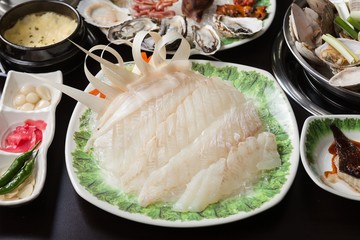 sliced raw flatfish