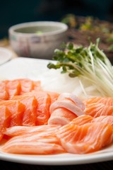 sliced raw salmon