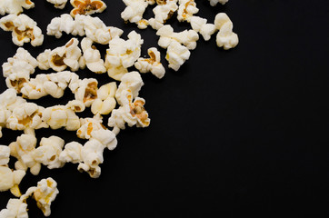 Popcorn on black background, isolated