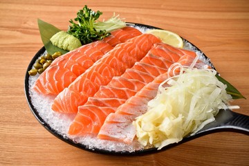 sliced raw salmon