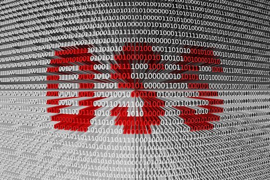 oss in binary code with blurred background 3D illustration