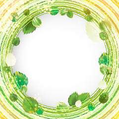 Green leaves wreath. Green festive frame. Fresh composition for wedding, greeting, valentines day, woman day card.