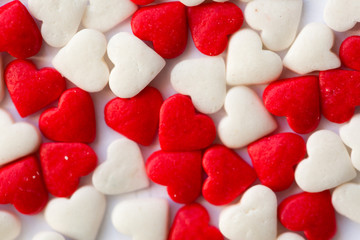 Small candy hearts, closeup