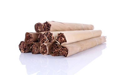 Thai cigars close up on background