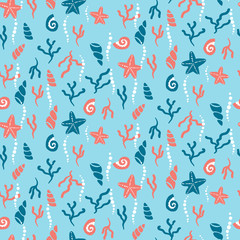 Seamless pattern with underwater plants