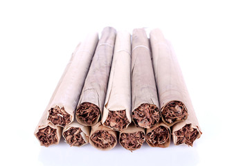 Thai cigars close up on background
