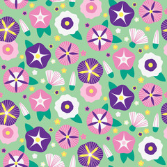 Seamless pattern with beautiful bindweeds