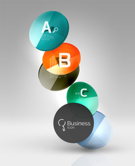 Obraz premium Shiny circles with text in 3d space
