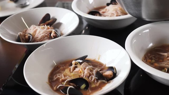 Spicy asian soup with sea food