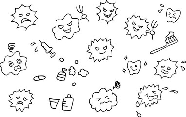 手書き　ウィルス　セット