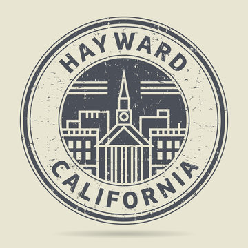 Grunge rubber stamp or label with text Hayward, California