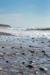 Smooth pebbles on Baltic sea coast, Latvia.