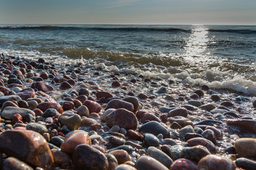 Smooth pebbles on Baltic sea coast, Latvia.