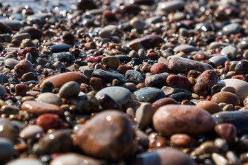Smooth pebbles on Baltic sea coast, Latvia.