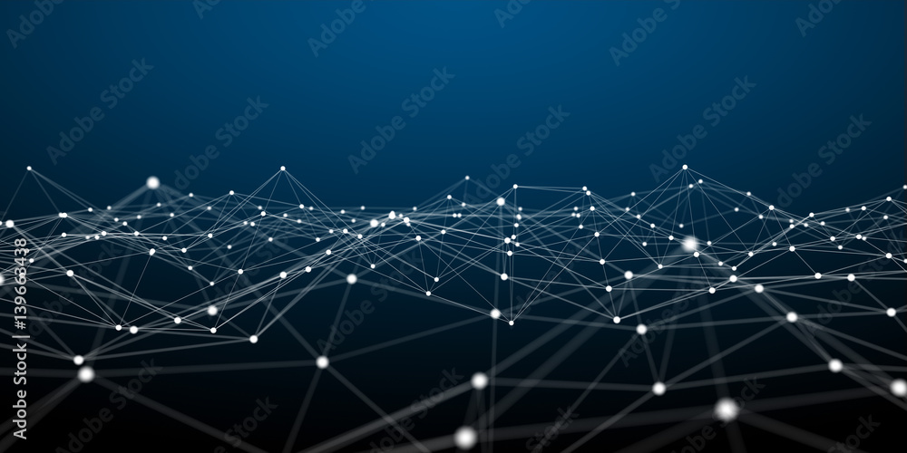 Aufkleber floating white and blue dot network 3d rendering