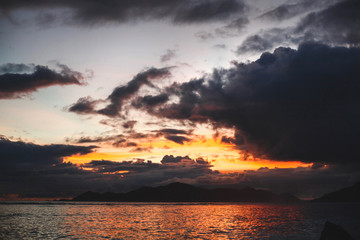 sunset on Seychelles beach