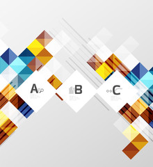 Square elements with infographics and options