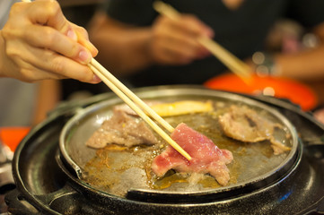 Raw pork slice for Japanese style.