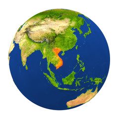 Vietnam highlighted on Earth