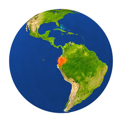 Ecuador highlighted on Earth