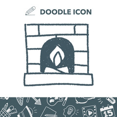 Fireplace doodle drawing