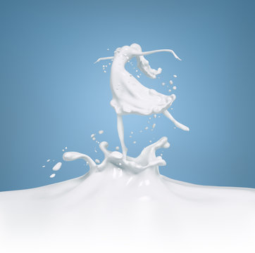 Splash milk , isolated 3d rendering