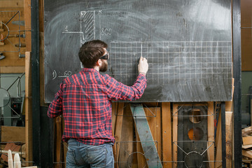 man standing chalkboard