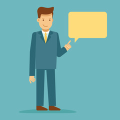 Guy making business presentation with speech bubble