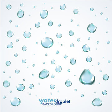 Shiny water droplets background. Vector illustration
