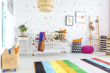 Colorful carpet in baby room