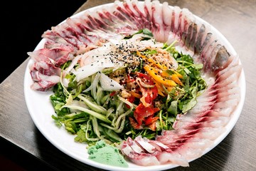 Sliced Raw gray mullet