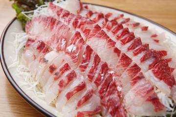 Sliced Raw gray mullet