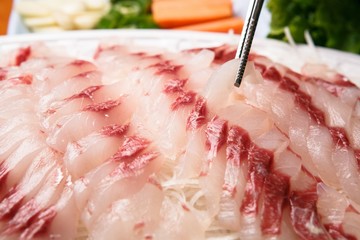 Sliced Raw gray mullet