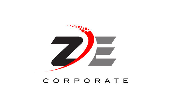 ZE Modern Letter Logo Design with Swoosh