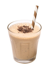  glass of chocolate smoothie isolated