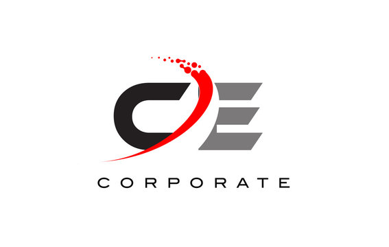 CE Modern Letter Logo Design with Swoosh