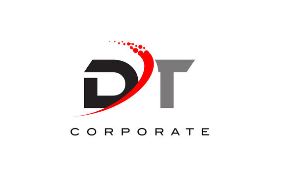 DT Modern Letter Logo Design with Swoosh