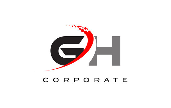GH Modern Letter Logo Design with Swoosh