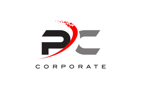 PC Modern Letter Logo Design with Swoosh