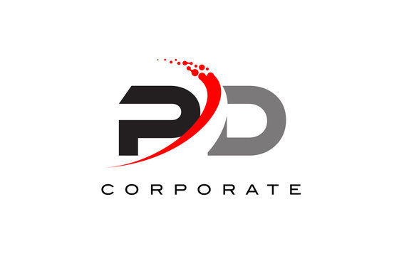 PD Modern Letter Logo Design with Swoosh