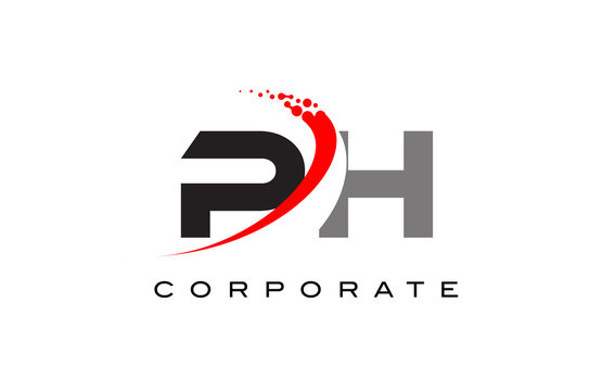 PH Modern Letter Logo Design with Swoosh
