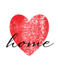 Home heart illustration with quote