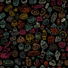 Cakes and sweets, seamless pattern for your design