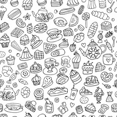 Cakes and sweets, seamless pattern for your design