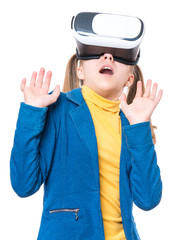 Little girl in VR glasses