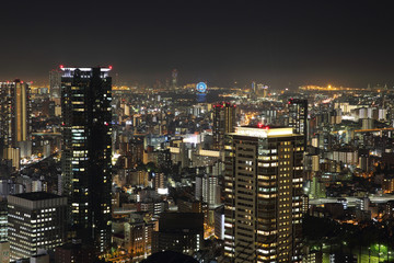 Osaka city in Japan cityscape at night view