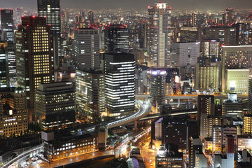 Fototapeta na wymiar Osaka city in Japan cityscape at night view