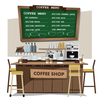 coffee bar. Flat style illustration. EPS 10 vector.